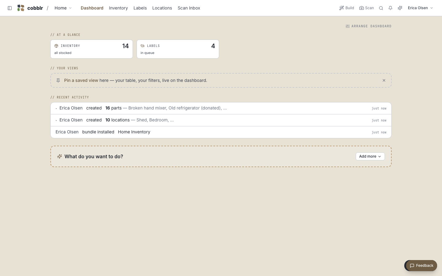 A workspace dashboard